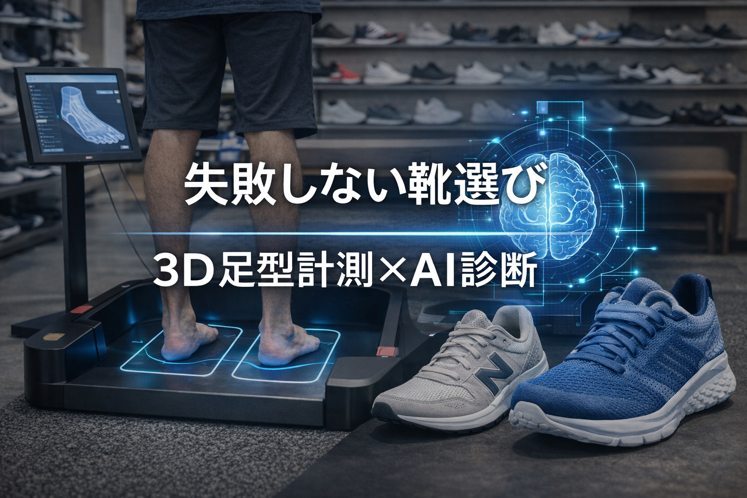 3D足型計測とAI診断で自分に合う靴を選ぶイメージ