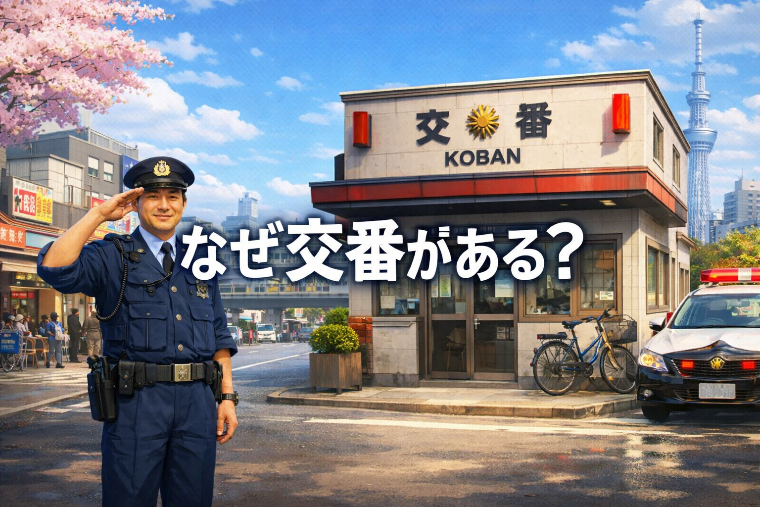 なぜ交番があるのかをテーマに、日本の街にある交番の役割や理由を解説する記事のアイキャッチ画像