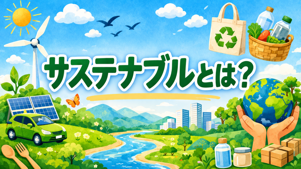 サステナブルをテーマにした横長のアイキャッチ画像。