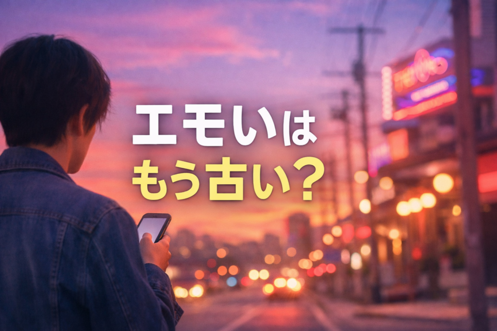 エモいは古いのか、意味や使われ方を考えるイメージのアイキャッチ画像